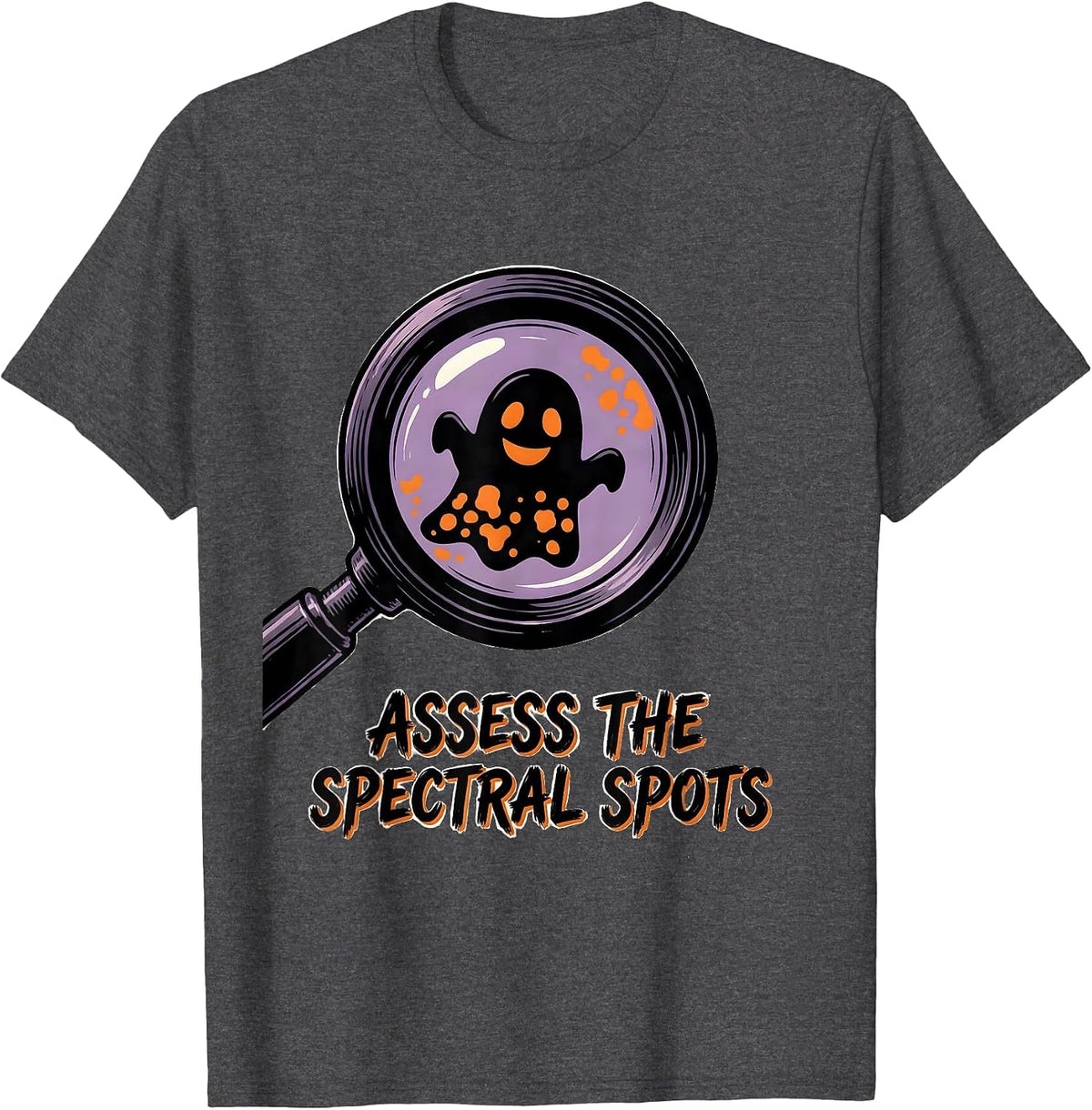 Assess The Spectral Spots Halloween Dermatology Esthetician T-Shirt - Dark Heather Grey