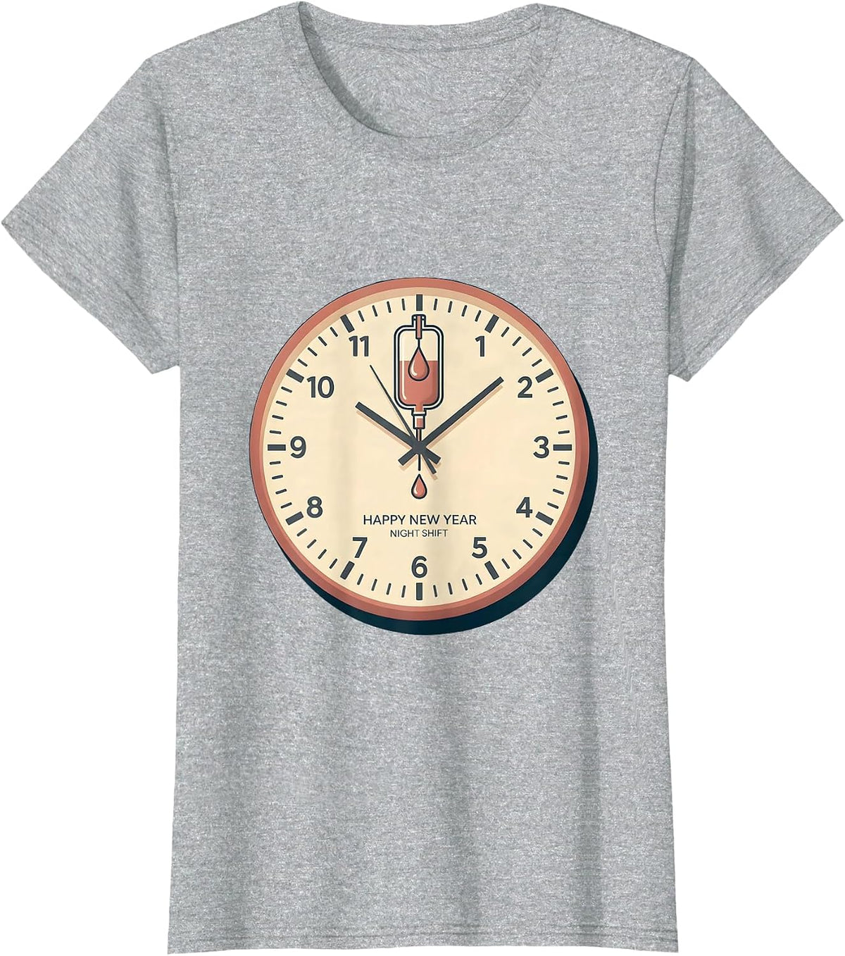 Women's Happy New Year, Night Shift Funny Nurse New Year Eve Party T-Shirt - Heather Grey