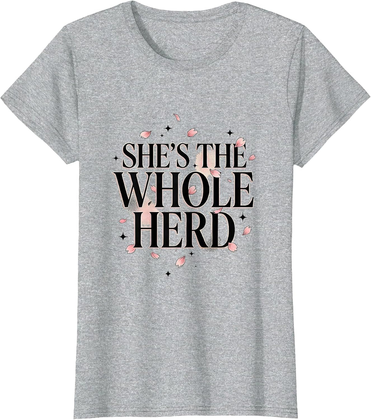 She's the Whole Herd Cow Lover Design T-Shirt - Heather Grey