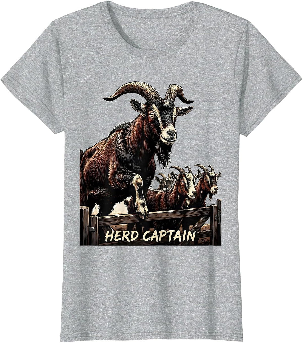 Herd Captain Funny Goat Farmer Goat Lover Gift T-Shirt - Heather Grey
