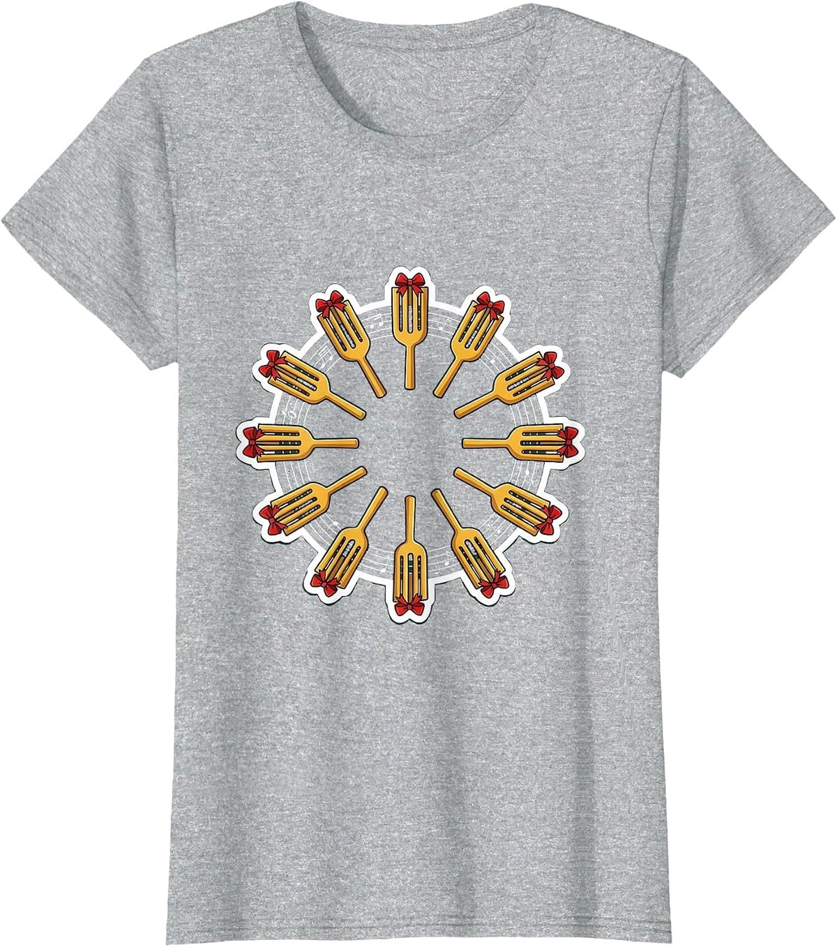 Tuning Forks Teacher Christmas Humor Gift T-Shirt - Heather Grey