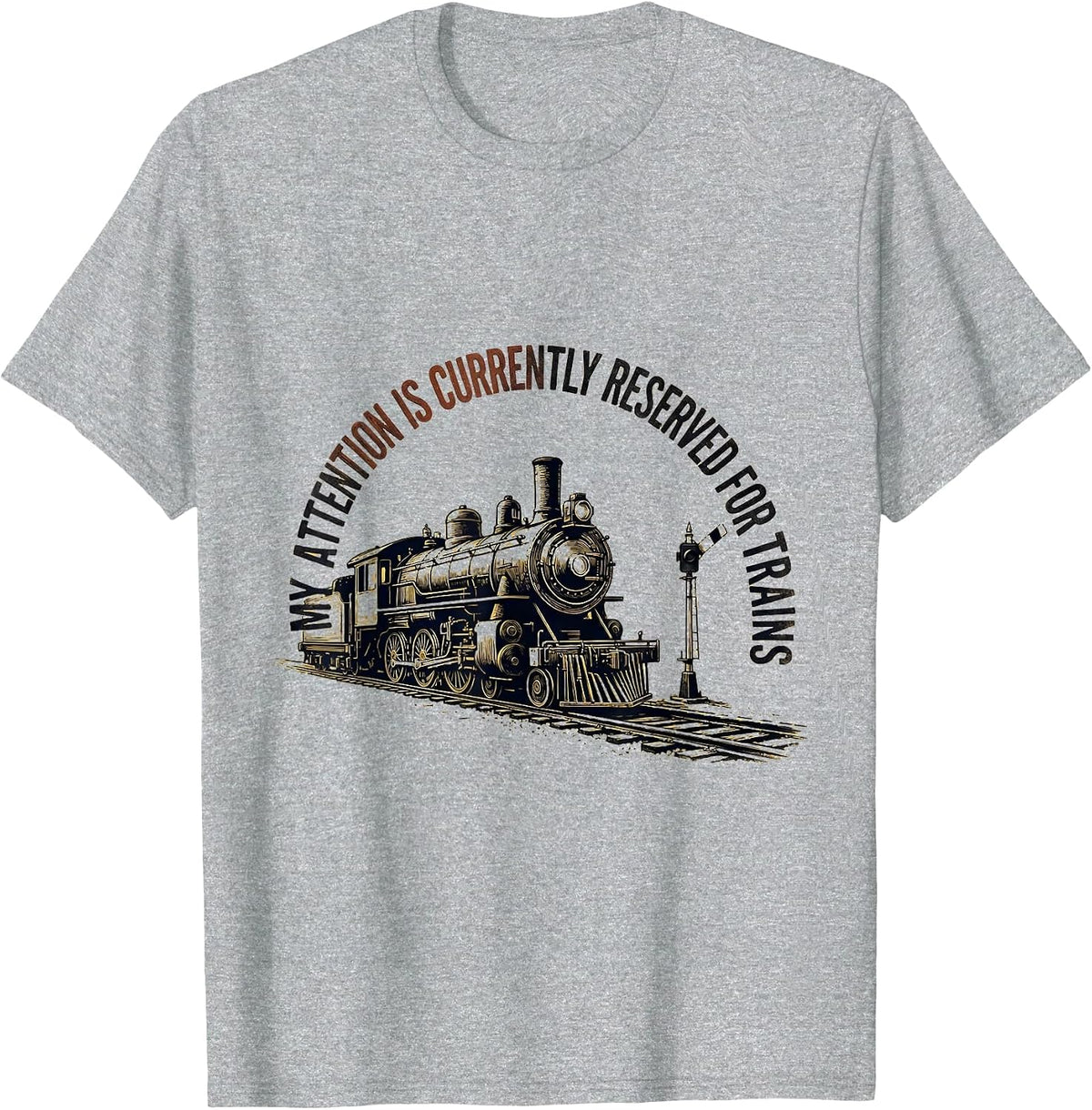 Men's My Attention Is Currently Reserved For Trains Vintage T-Shirt - Heather Grey