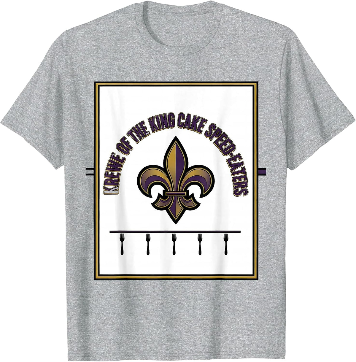 Men's Krewe Of The King Cake Speed-Eaters Sports Mardi Gras Party T-Shirt - Heather Grey