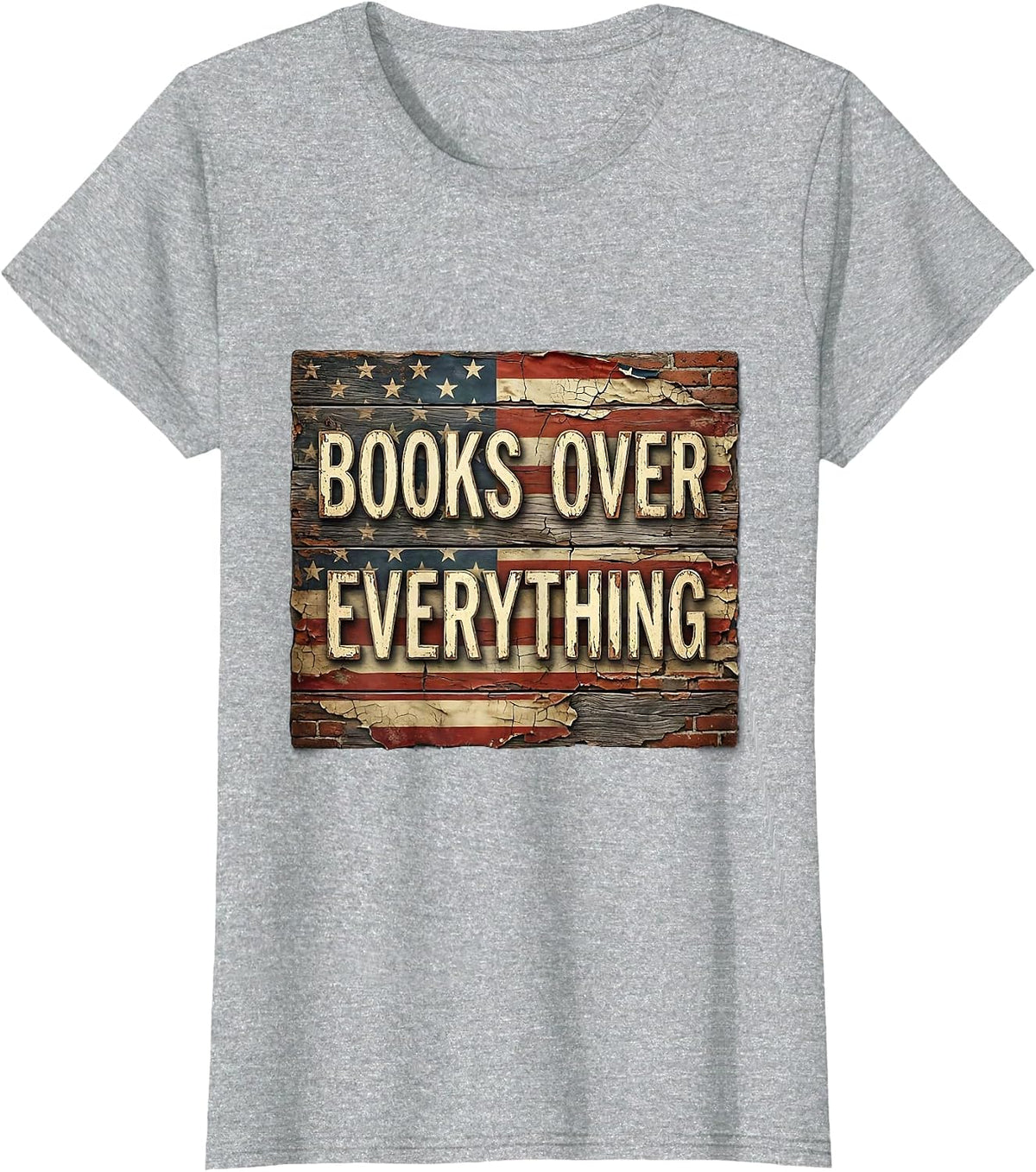 Books Over Everything English Teacher Design T-Shirt - Heather Grey