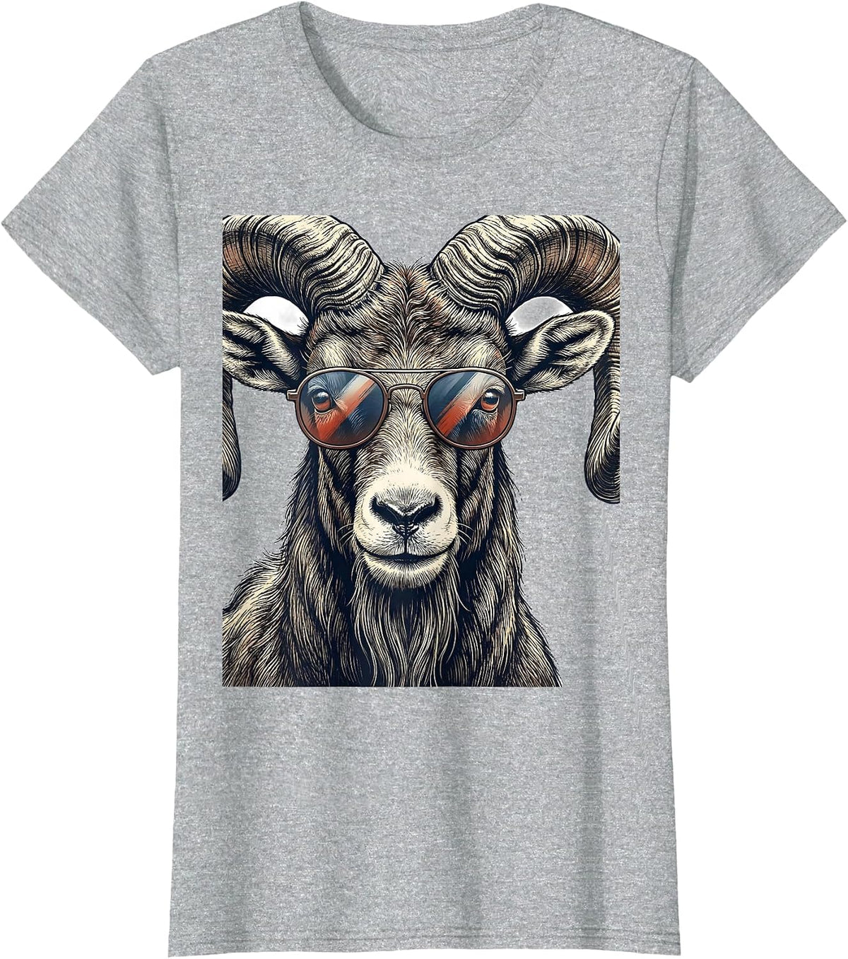 Goat Sunglasses Cool Animal Humor Novelty T-Shirt - Heather Grey