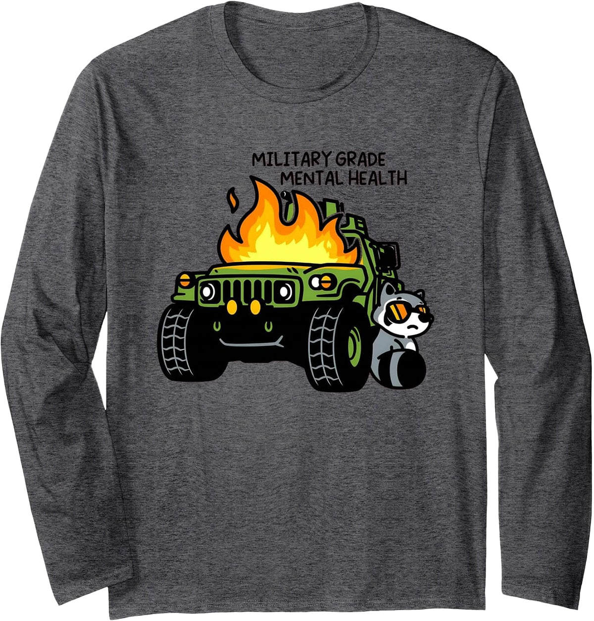 Military Grade Mental Health Long Sleeve T-Shirt - Adult Unisex Dark Heather Grey