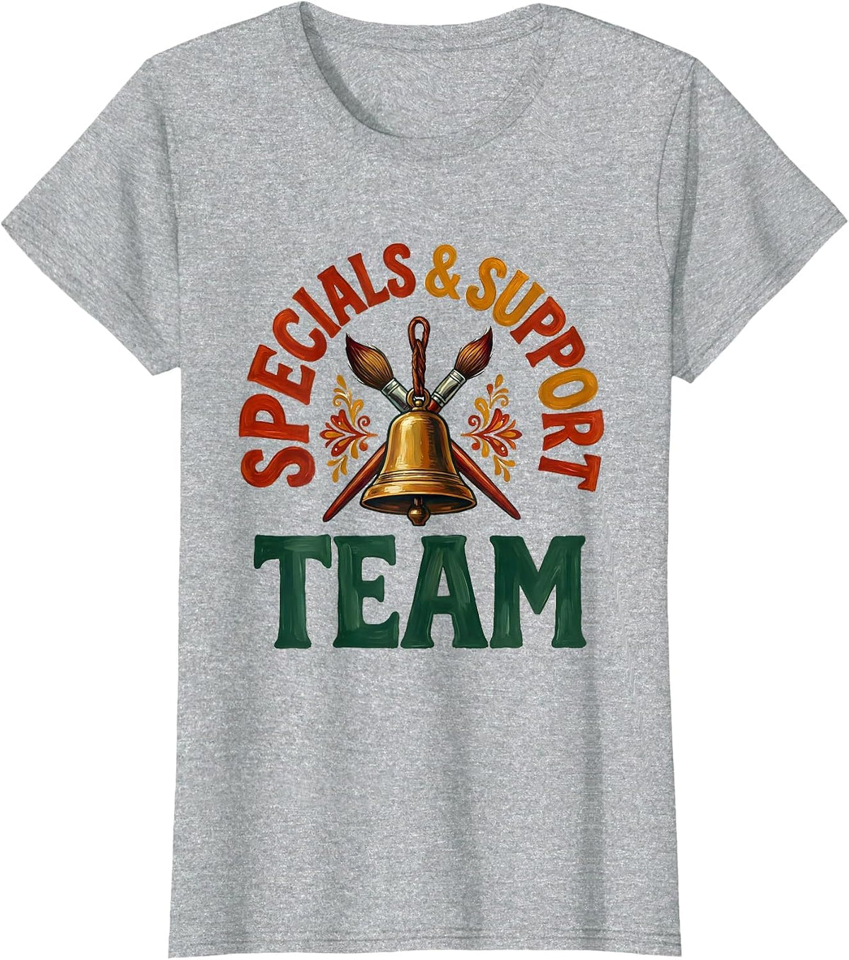 Women's Specials Support Team Folk Art Teacher Appreciation Back T-Shirt - Heather Grey