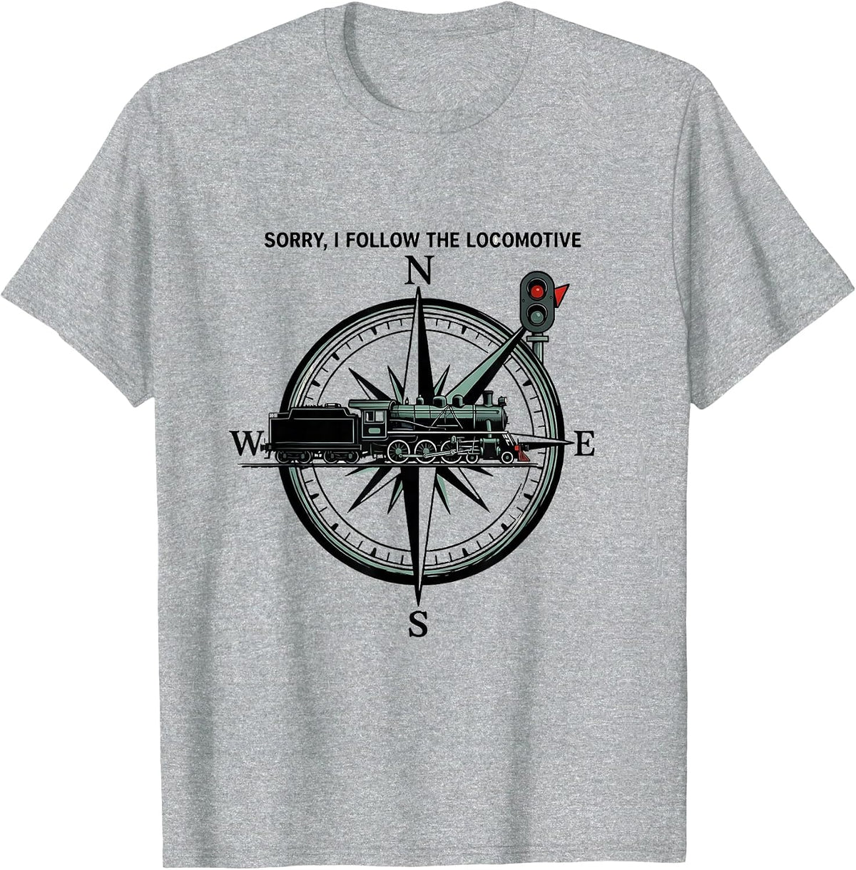 Men's Sorry I Follow The Locomotive Vintage Steam Train Enthusiast T-Shirt - Heather Grey
