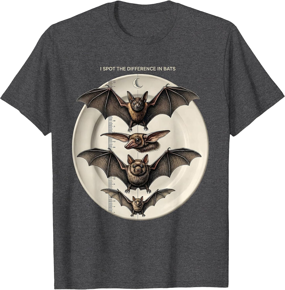 I Spot The Difference In Bats Naturalist Bat Lover Halloween T-Shirt - Dark Heather Grey