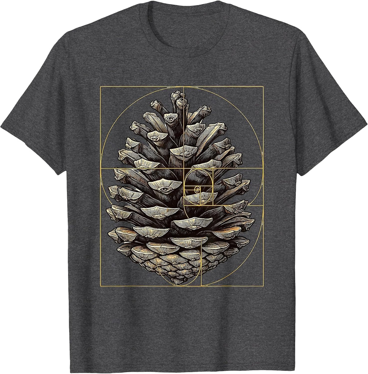 Men's Fibonacci Phyllotaxis Sacred Geometry Math Enthusiast T-Shirt - Dark Heather Grey