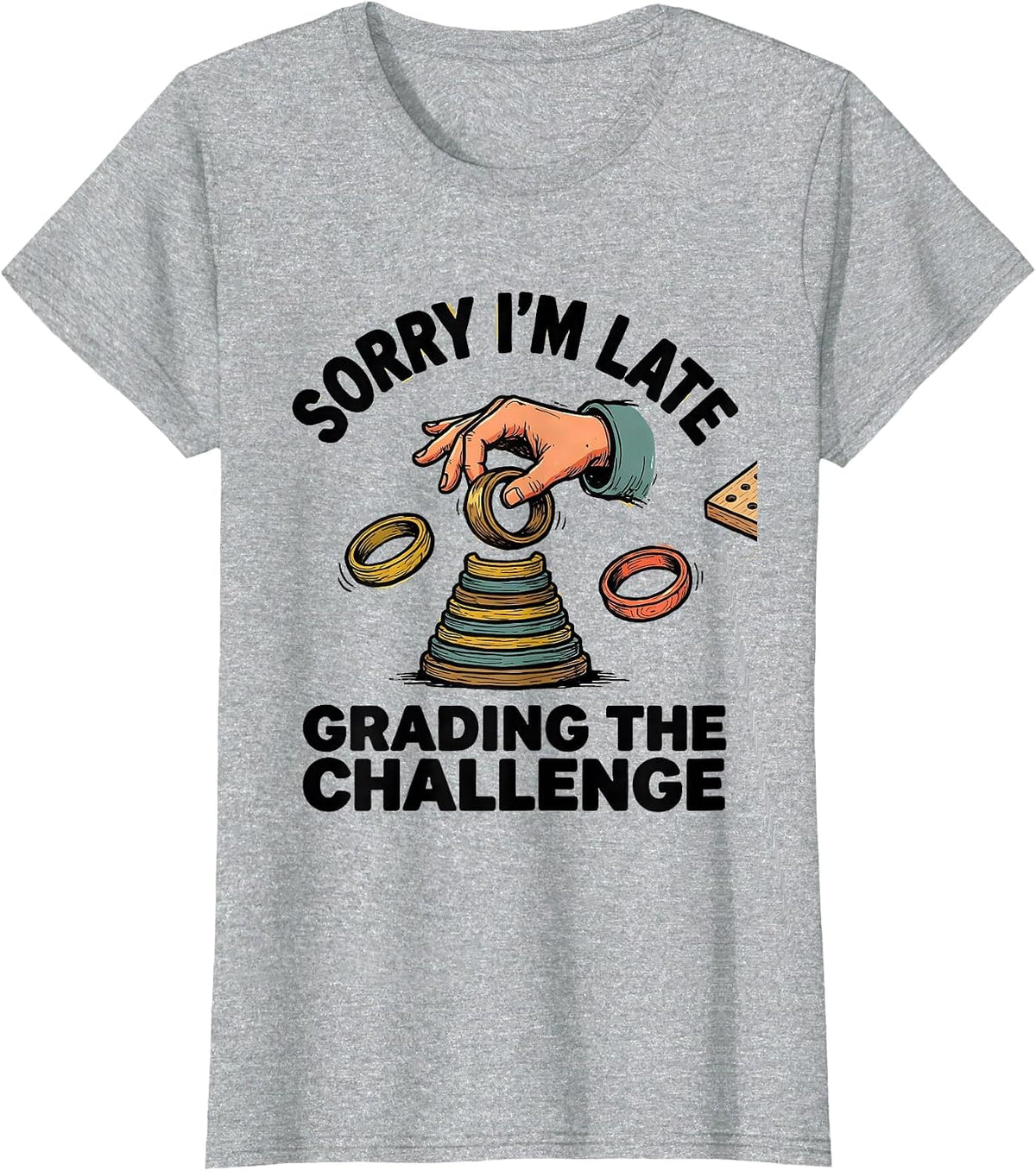 Sorry I'm Late, Grading The Challenge Retro Occupational T-Shirt - Heather Grey