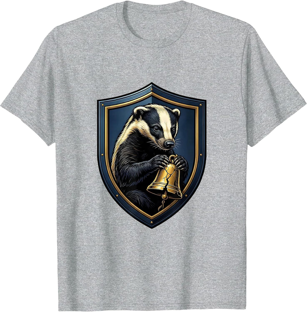 Men's Honey Badger Fearless Emblem Animal Lover Humor T-Shirt - Heather Grey