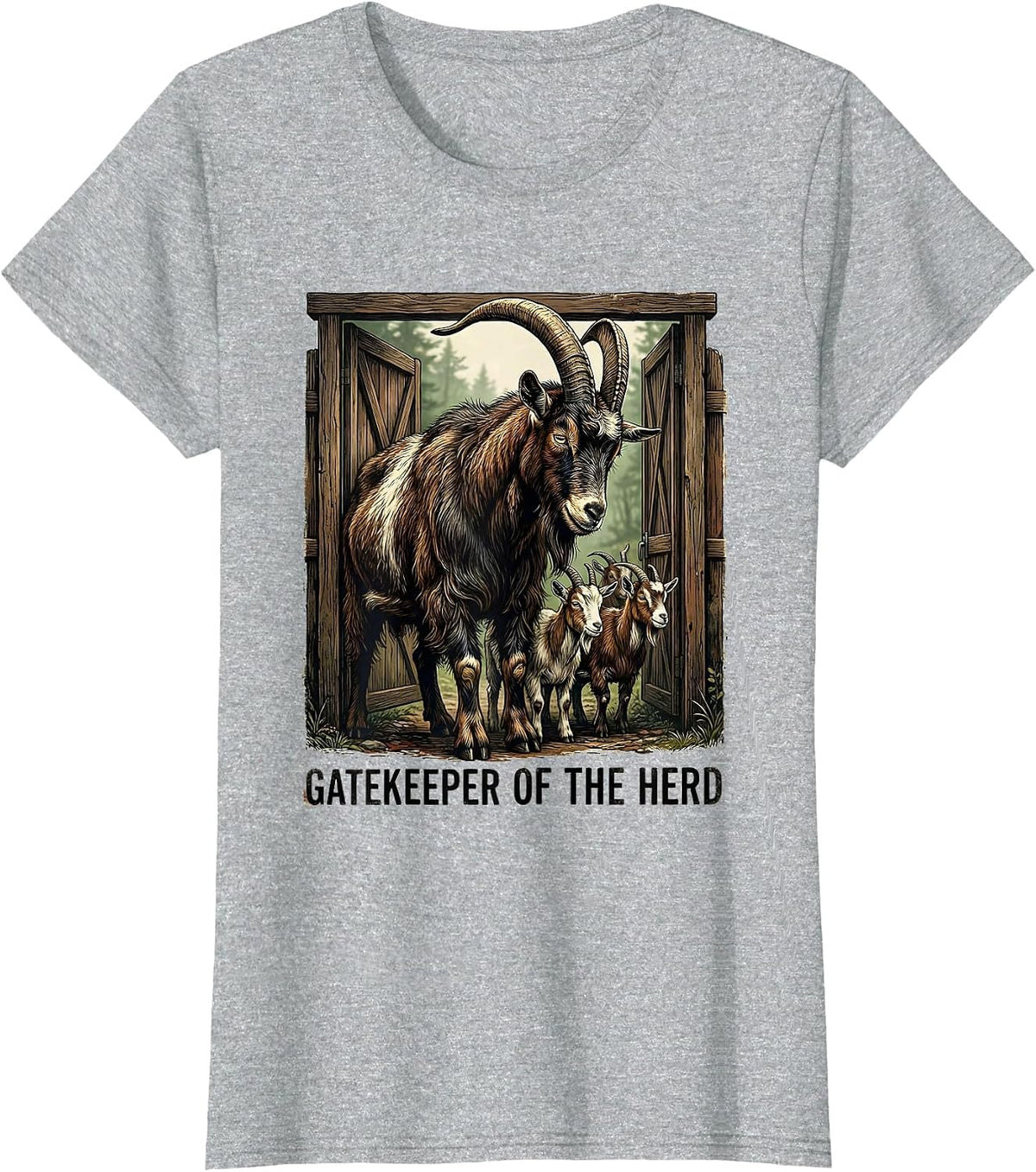 Women's Gatekeeper Of The Herd Vintage Funny Goat Lover Farmer Gift T-Shirt - Heather Grey