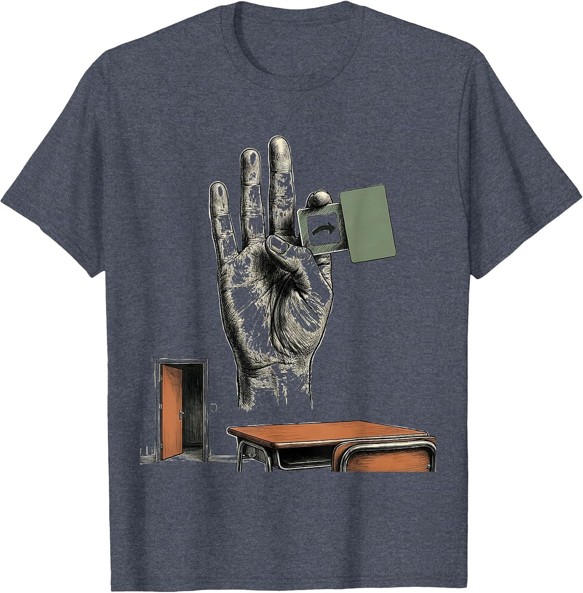ASL Completion Hand SPED Teacher Classroom Inclusion T-Shirt - Heather Blue