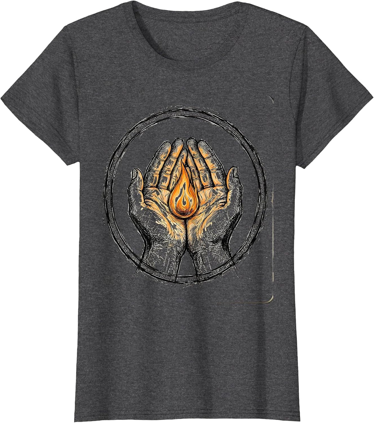 Women's Mental Health Matters Cupped Hands Glowing Flame T-Shirt - Dark Heather Grey