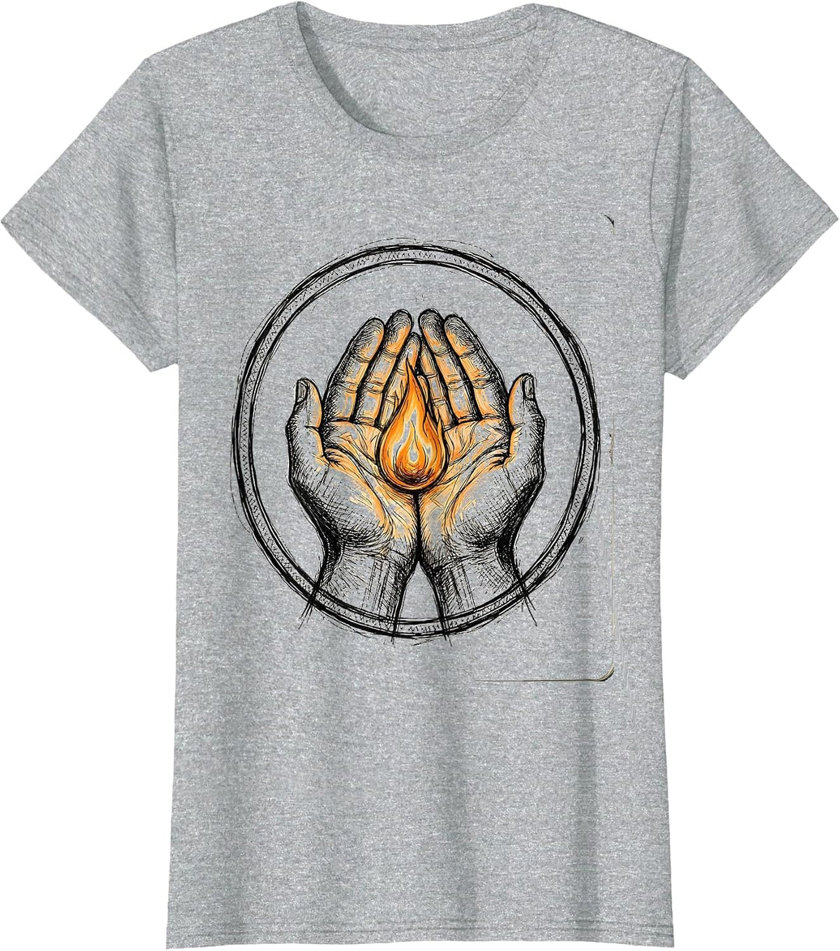 Women's Mental Health Matters Cupped Hands Glowing Flame T-Shirt - Heather Grey