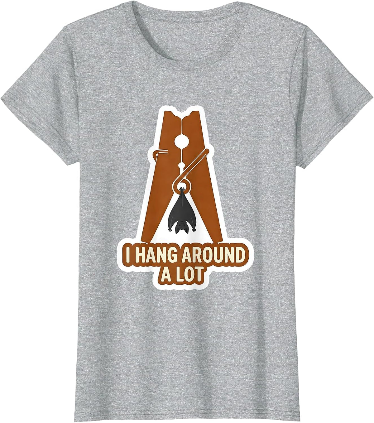 Women's I Hang Around A Lot Whimsical Bat Lover Wildlife T-Shirt - Heather Grey