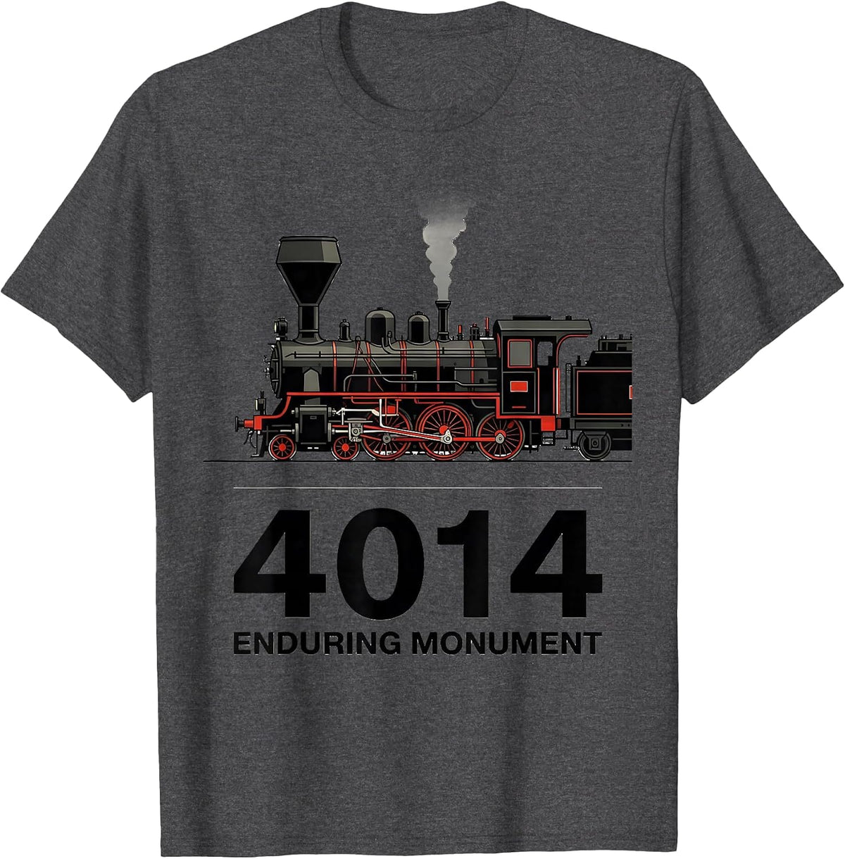4014 Enduring Monument Vintage Steam Locomotive Railroad T-Shirt - Dark Heather Grey