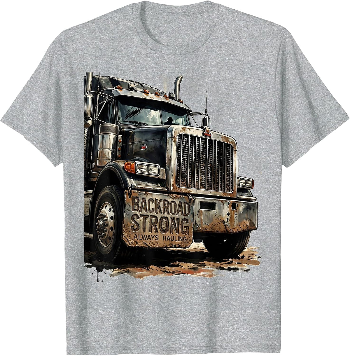 Men's Backroad Strong Truck Driver Labor Day Design T-Shirt - Heather Grey