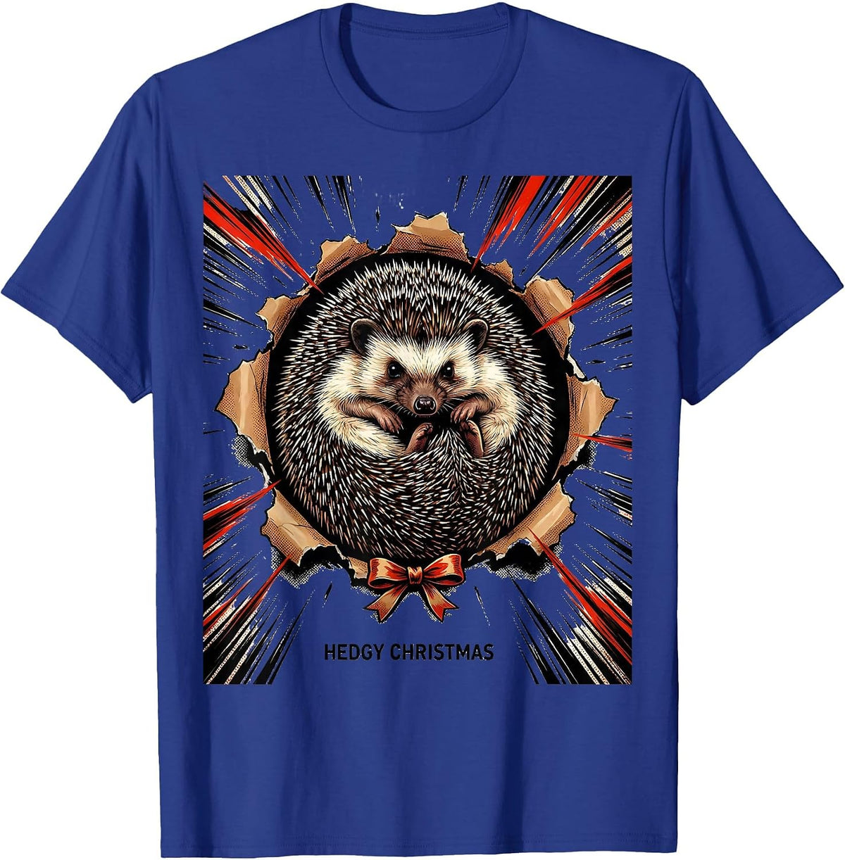 Men's Hedgy Christmas Cute Hedgehog Lover Whimsical Humor Gift T-Shirt - Royal Blue