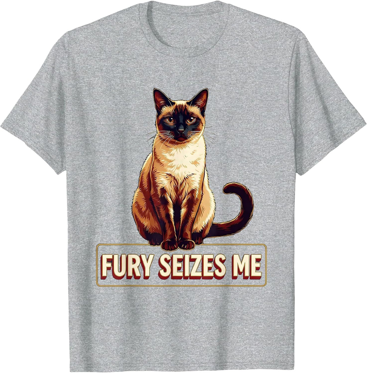 Men's Fury Seizes Me Funny Siamese Cat Meme Sarcastic T-Shirt - Heather Grey