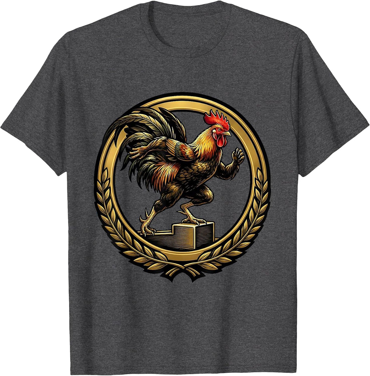Sprinting Chicken Starting Block Track Runner T-Shirt - Dark Heather Grey