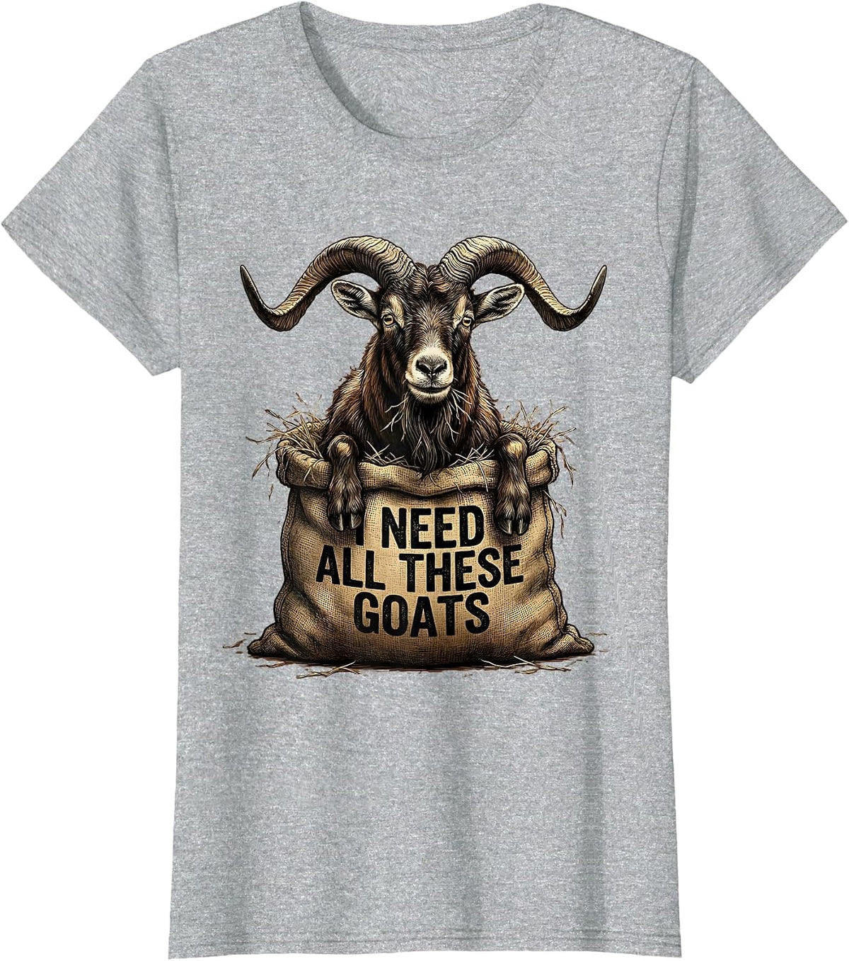 Women's I Need All These Goats Vintage Funny Goat Farmer Gift T-Shirt - Heather Grey