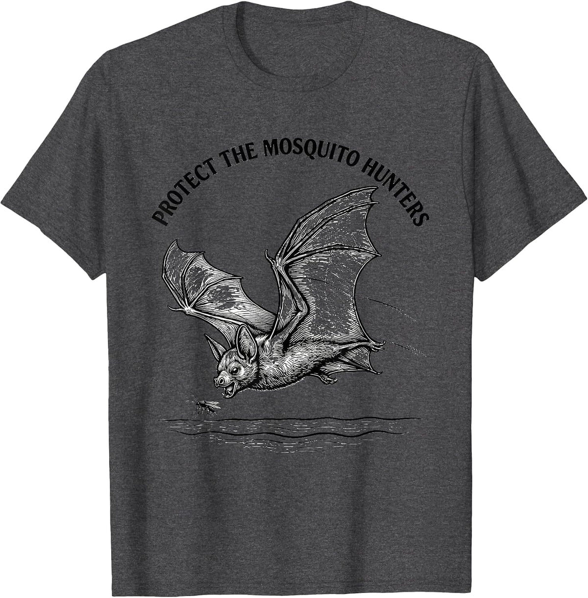 Protect The Mosquito Hunters Funny Bat Lover Wildlife T-Shirt - Dark Heather Grey