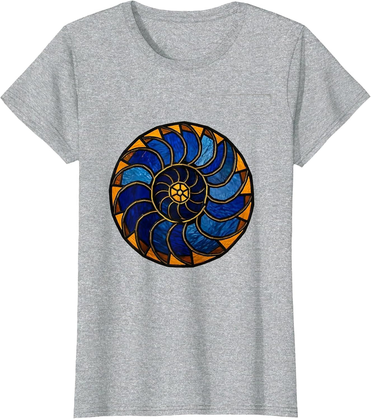 Nautilus Spiral Stained Glass Sacred Geometry Math Lover T-Shirt - Heather Grey