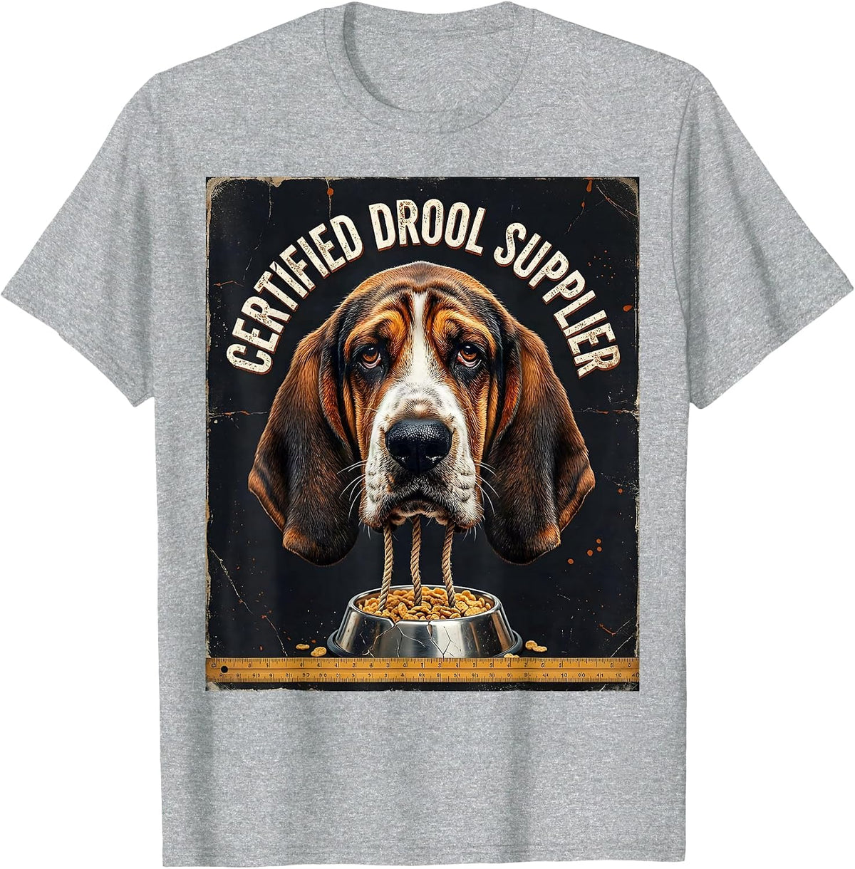 Men's Certified Drool Supplier Distressed Basset Hound Dog Mom Dog T-Shirt - Heather Grey