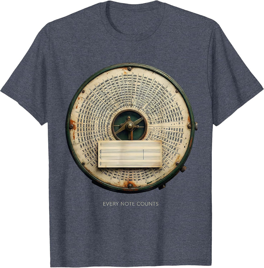 Every Note Counts Vintage Music Lover Gift for Musicians T-Shirt - Heather Blue
