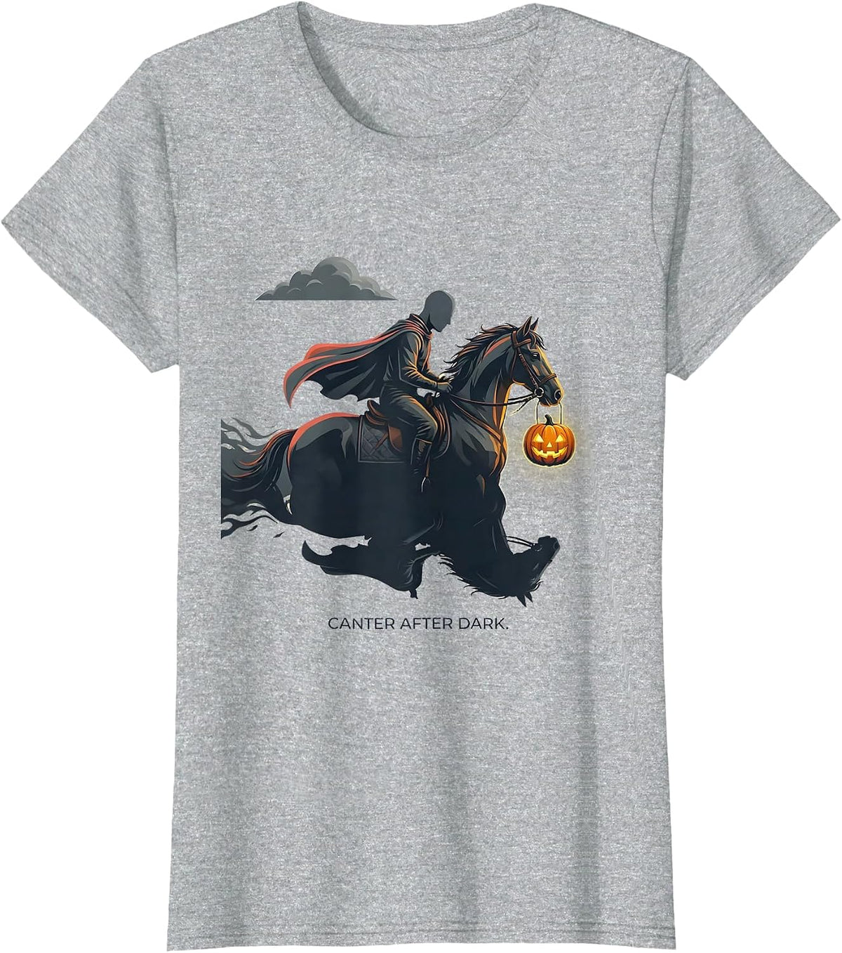 Canter After Dark Gothic Halloween Horse Lover Spooky T-Shirt - Heather Grey