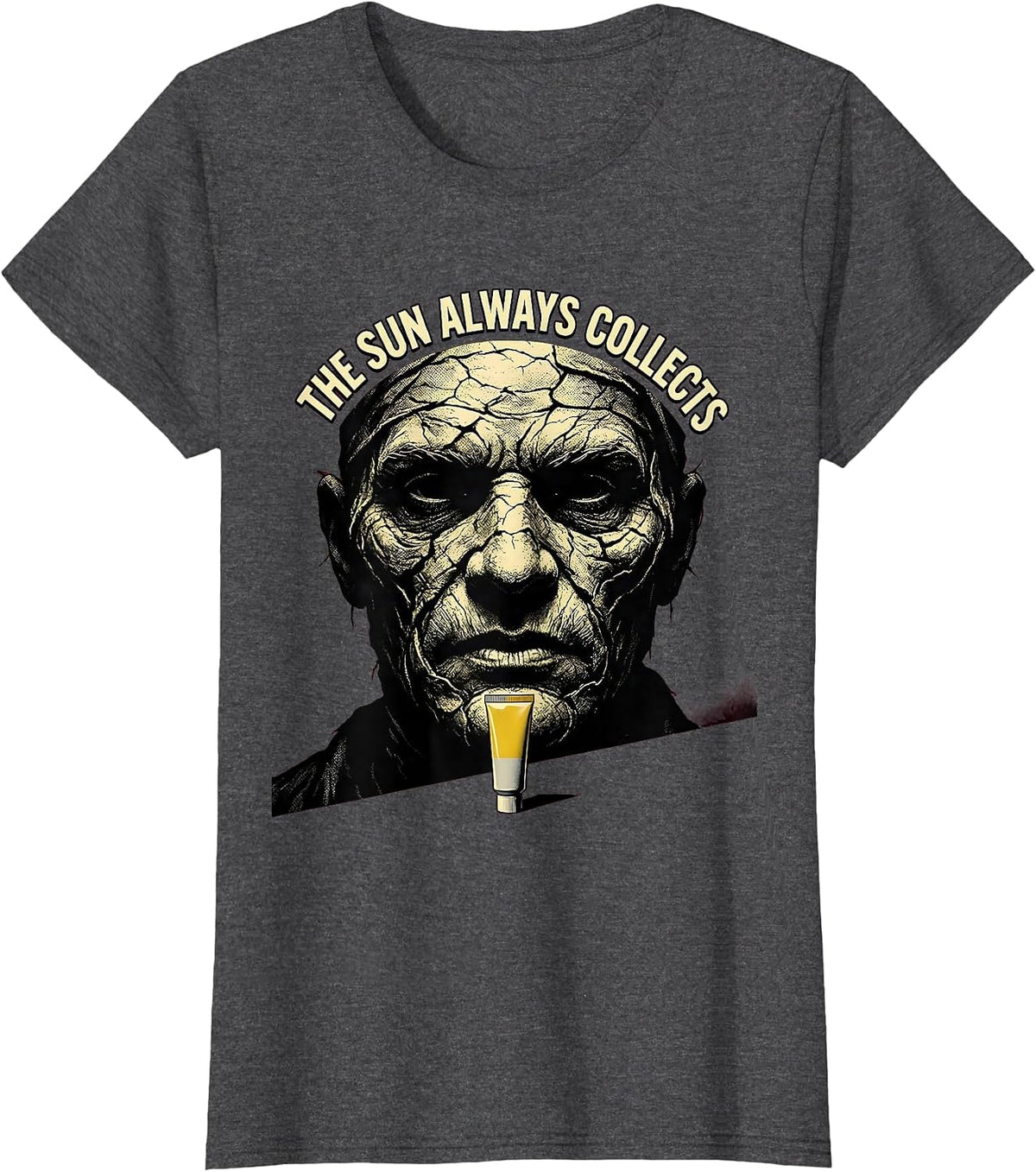 Women's The Sun Always Collects Pulp Cover Esthetician Skincare T-Shirt - Dark Heather Grey