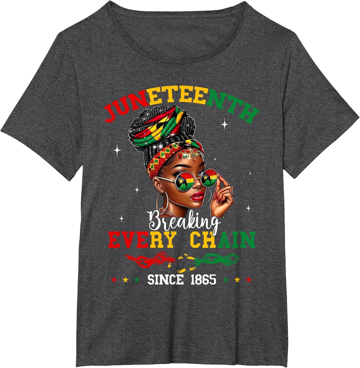 Juneteenth Breaking Every Chain Since 1865 Women Girls T-Shirt - Dark Heather Grey