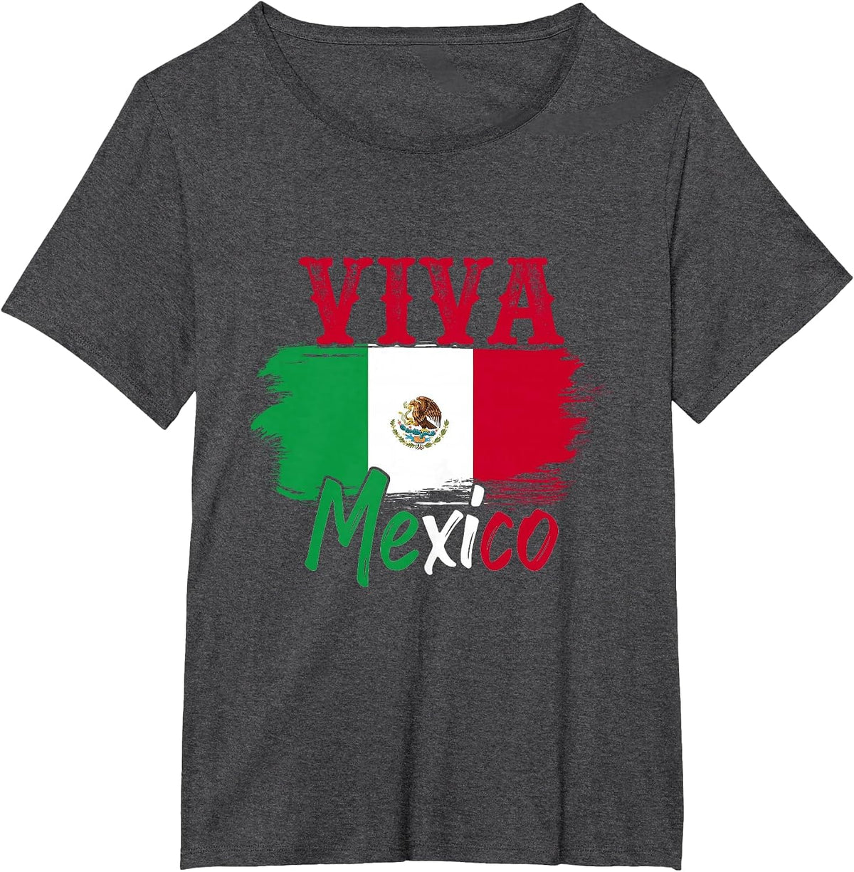 Mexican Flag Viva Mexico T-Shirt - Dark Heather Grey