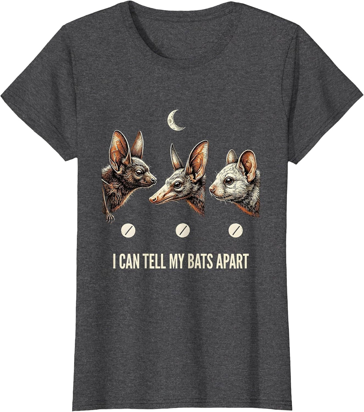 Women's I Can Tell My Bats Apart Vintage Gothic Bat Lover Halloween T-Shirt - Dark Heather Grey