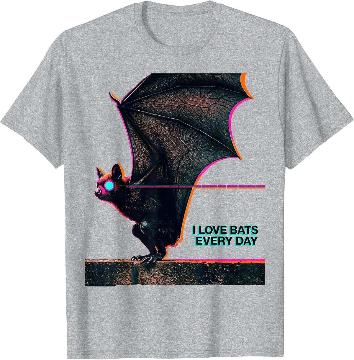 Men's I Love Bats Every Day Vintage Bat Lover Halloween Nature T-Shirt - Heather Grey