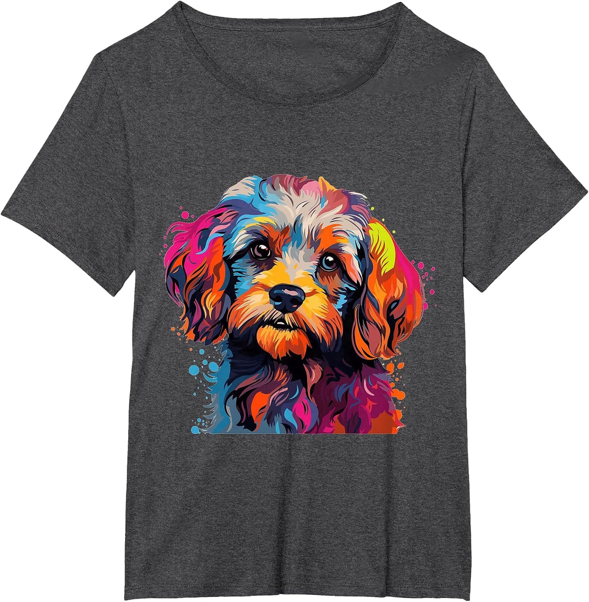 Cavapoo Dog Breed Pet Cute Colorful Pop Art Graphic T-Shirt - Dark Heather Grey