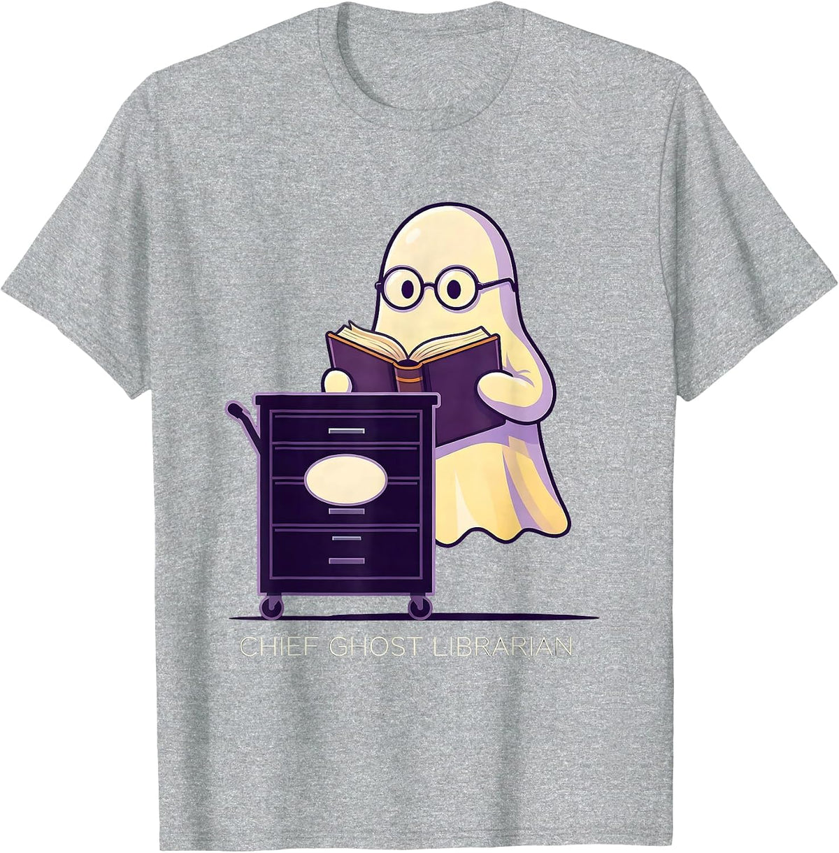 Men's Chief Ghost Librarian Funny Teacher Halloween Costume T-Shirt - Heather Grey