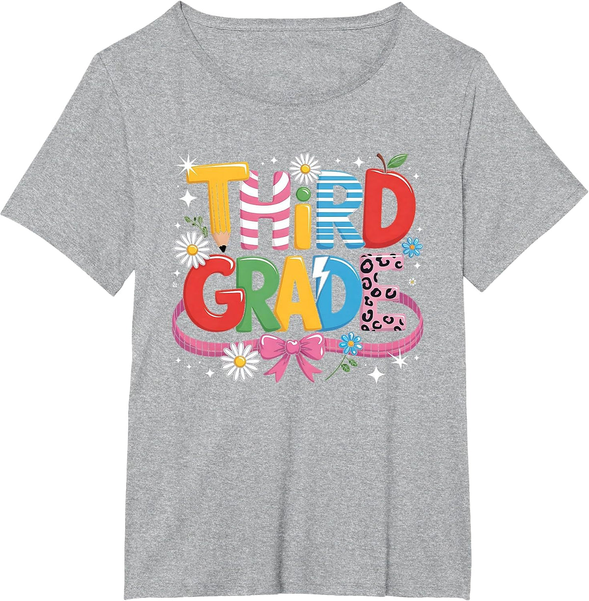 Third Grade Teacher Student Back to School Happy First Day T-Shirt - Heather Grey