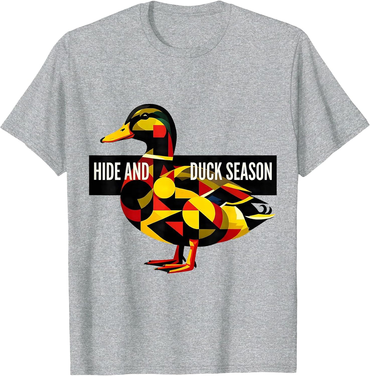 Men's Hide and Duck Season Camo Hunting Design T-Shirt - Heather Grey