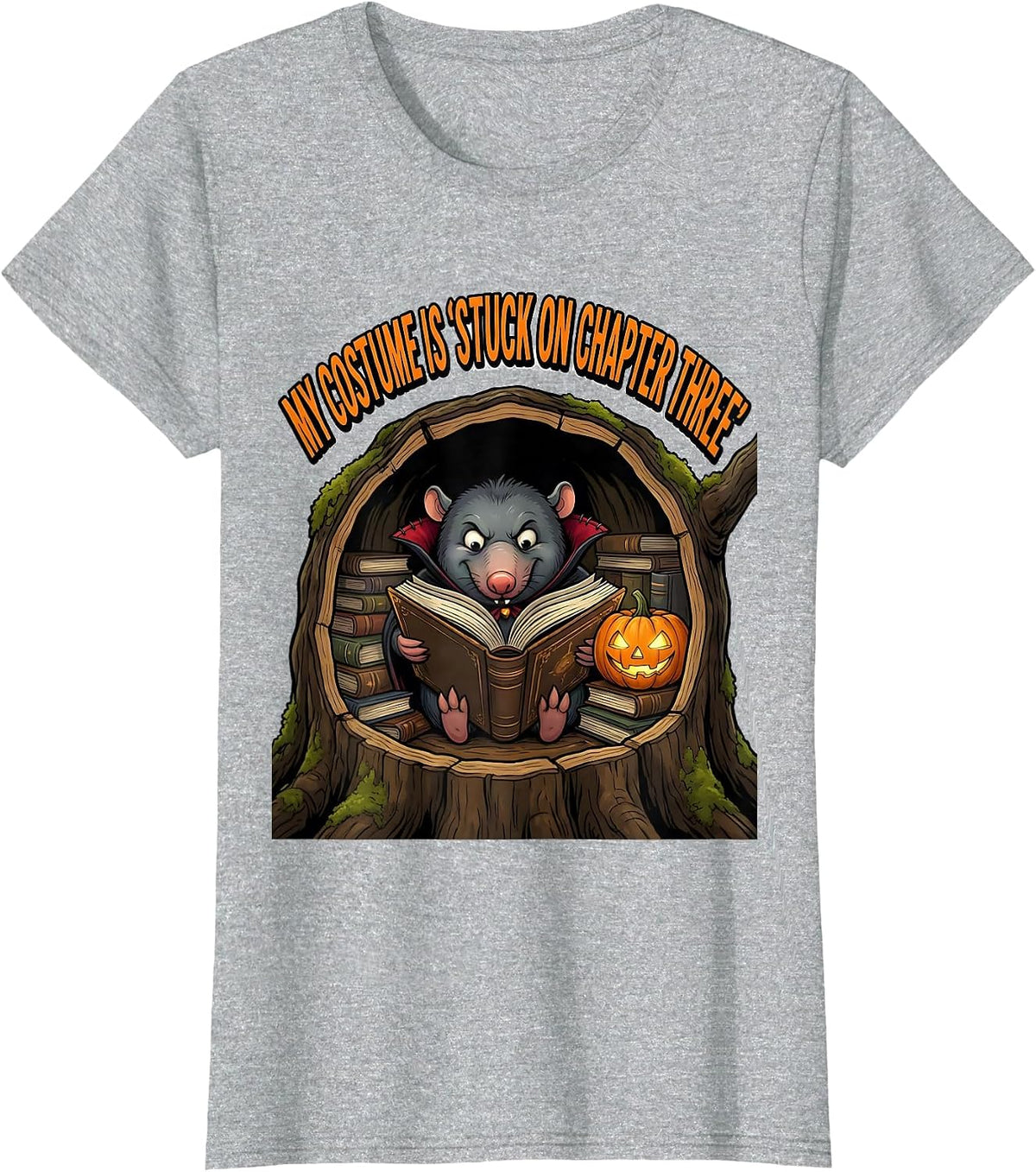 Women's My Costume Is Stuck On Chapter Three Funny Book Lover T-Shirt - Heather Grey