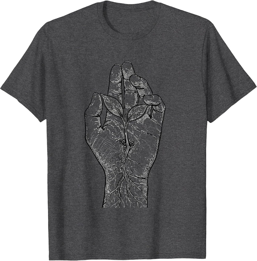 Men's Mental Health Matters Seedling Palm Graphic T-Shirt - Dark Heather Grey