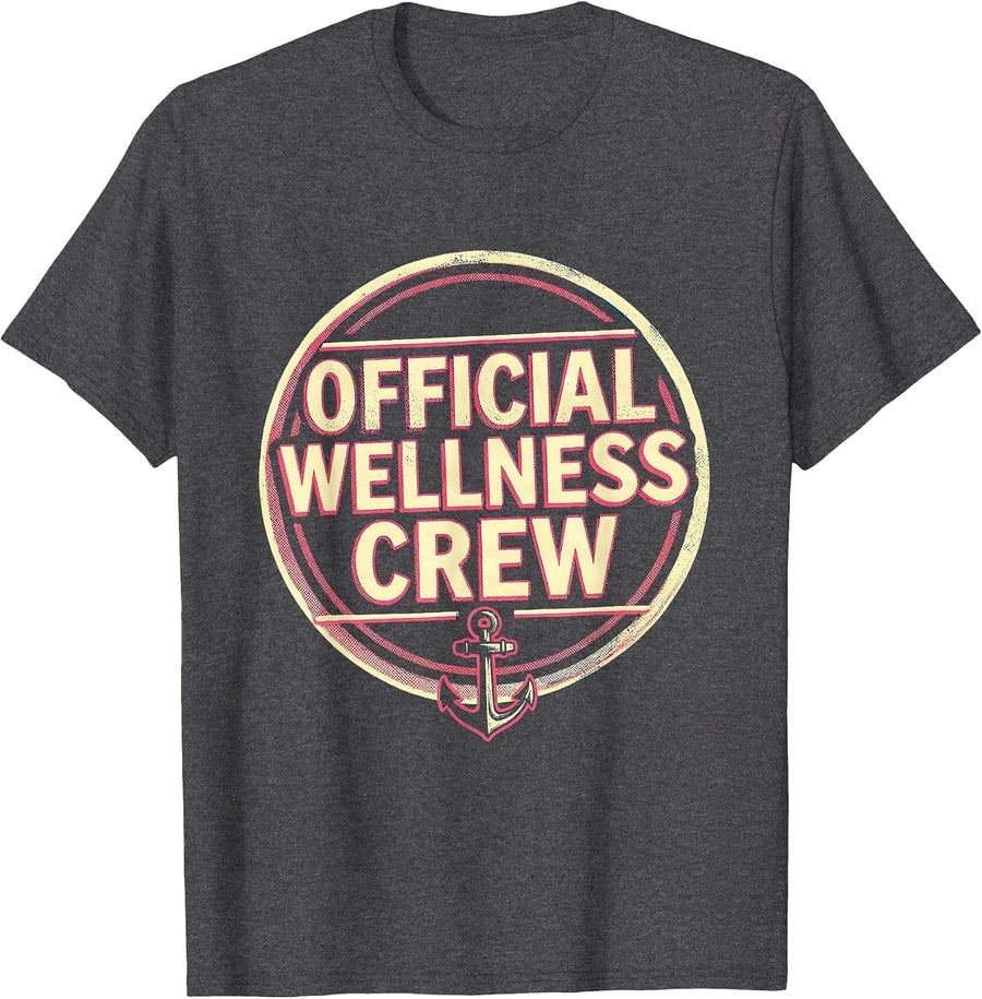 Men's Official Wellness Crew Risograph Health Trainer Coach Staff T-Shirt - Dark Heather Grey