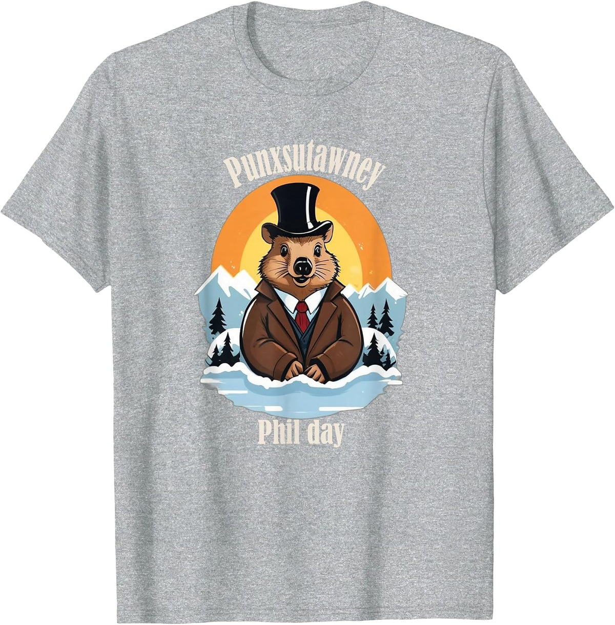 Punxsutawney Phil Day, Punxsy Phil's Cute Groundhog Outfit T-Shirt - Heather Grey
