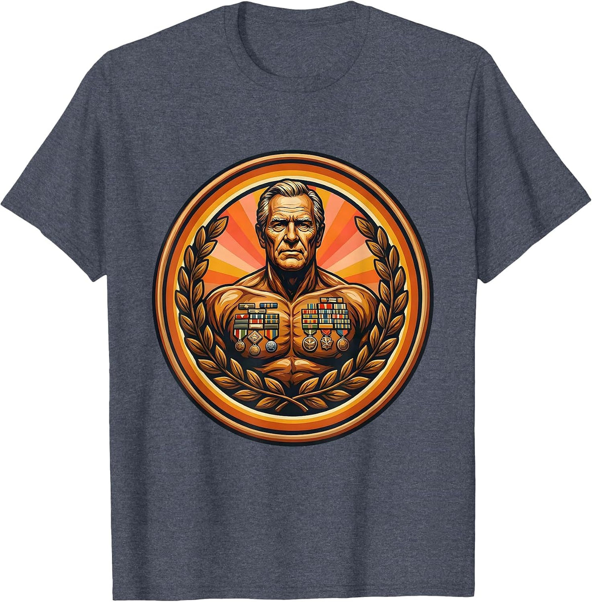 Veteran Grandpa Medal of Honor Illustration T-Shirt - Heather Blue