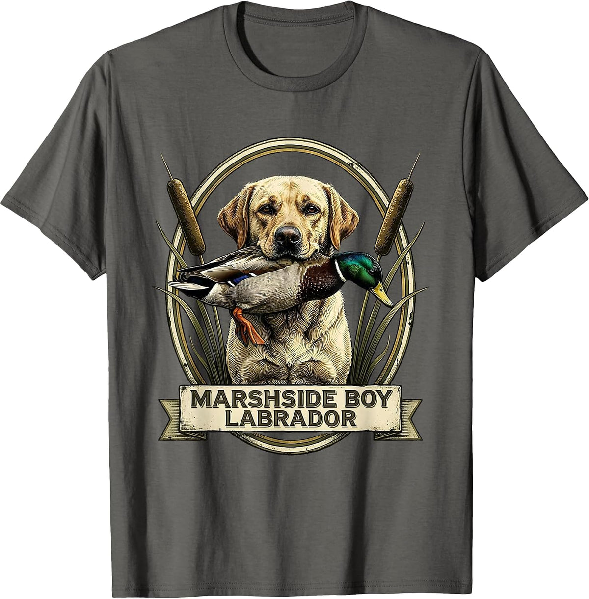 Men's Marshside Boy Labrador Vintage Hunting Dog Duck Pride T-Shirt - Asphalt Grey