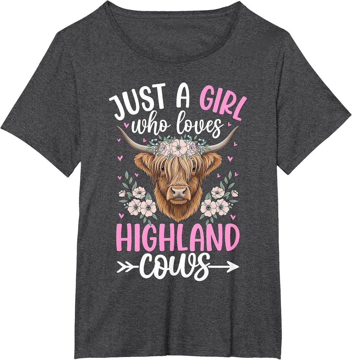 Just A Girl Who Loves Highland Cows Cute Cow Lover Scottish T-Shirt - Dark Heather Grey