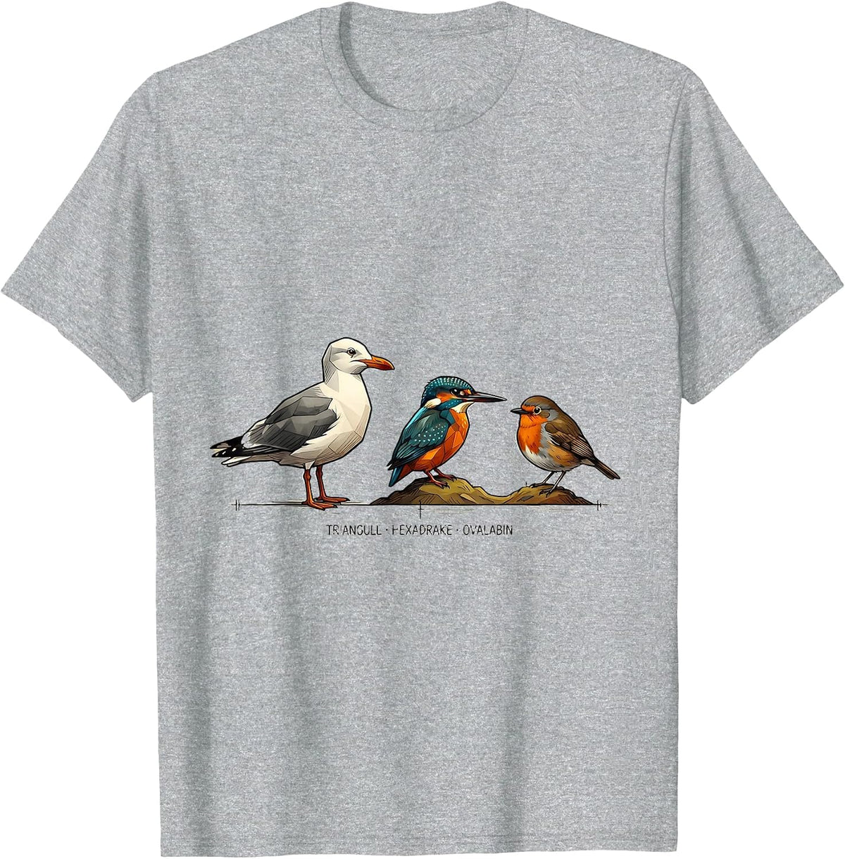 Men's Triangull Hexadrake Ovalabin Funny Bird Pun Math Teacher T-Shirt - Heather Grey