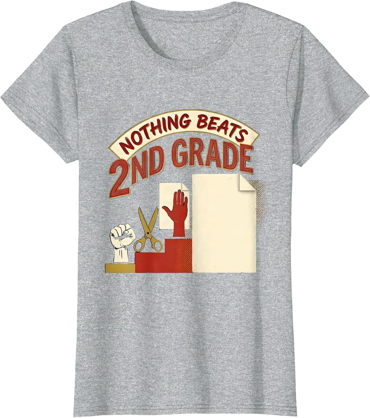 Nothing Beats 2nd Grade Back to School Rock Paper Scissors T-Shirt - Heather Grey